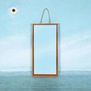 Wooden Japandi Scandinavian mirror from the 70s, minimalist mirror.