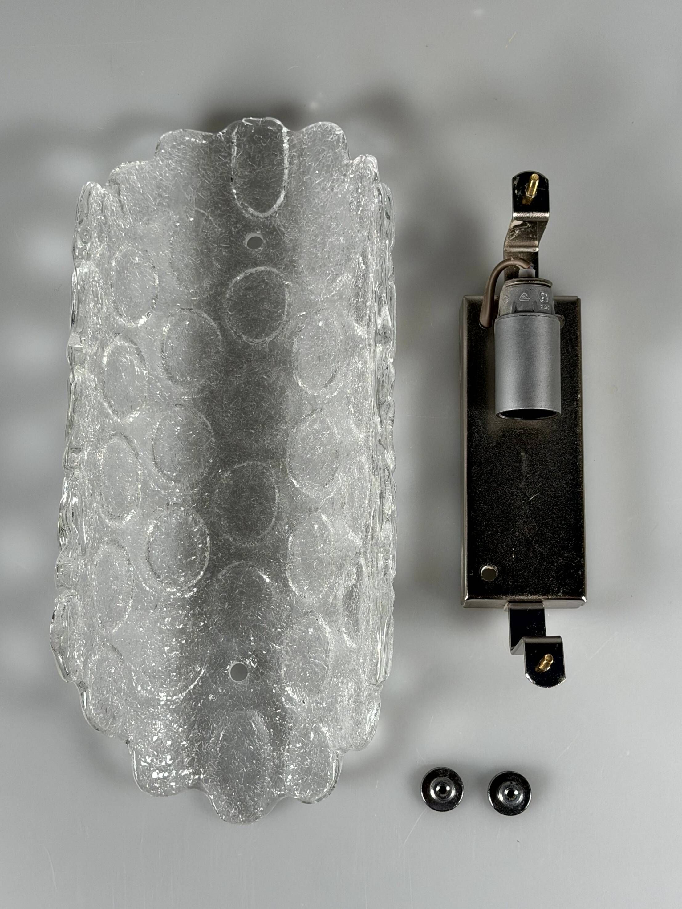 1960s 1970s Wall Lamp Fischer Leuchten Germany Wall Sconce Ice Glass Design