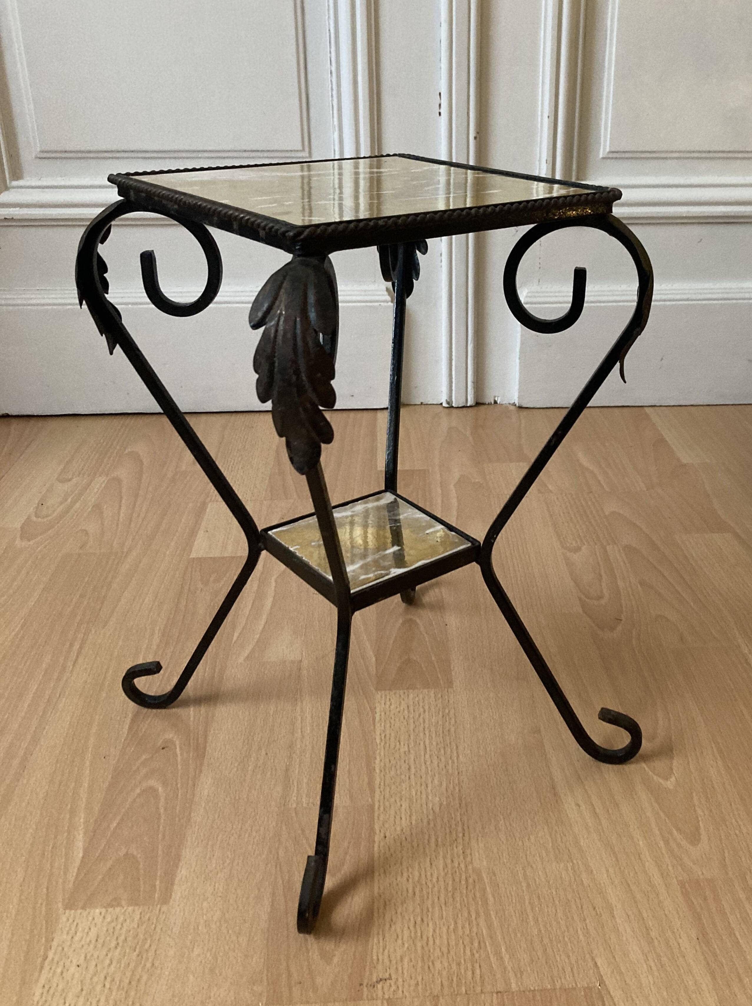 side table pedestal table wrought iron plant holder