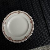 Set of 6 vintage flat plates, 23 cm, Longwy brand, Mireille pattern.