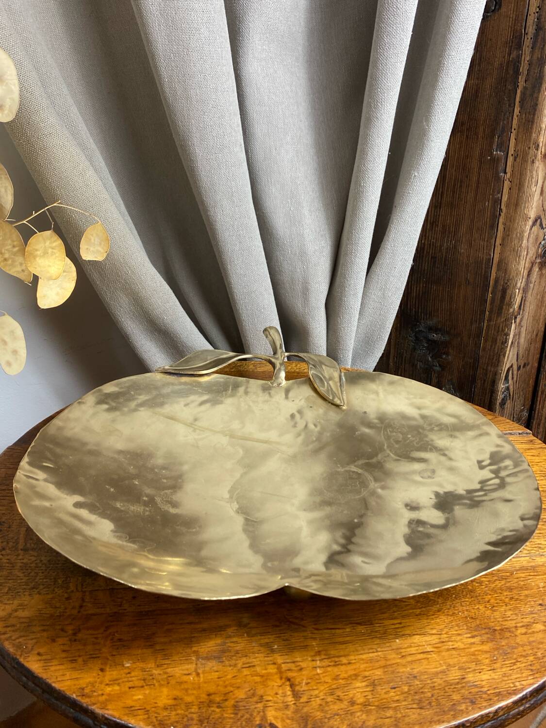 Large brass bowl, in the shape of an apple