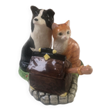 Salt shaker, pepper and mustard maker, dog, cat