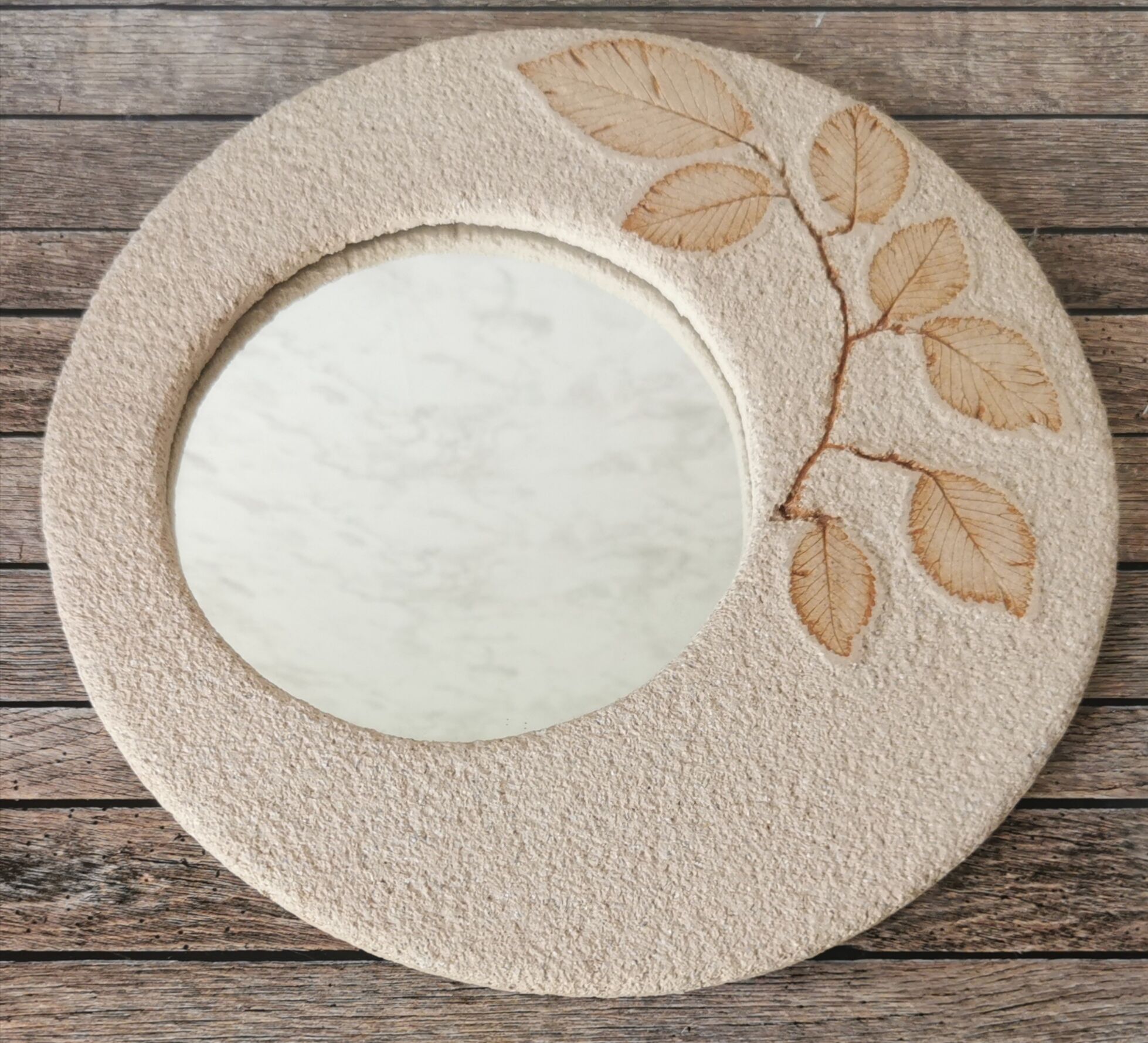 Miroir pierre naturelle feuilles