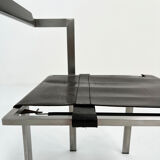 Geometric chair in leather and chrome, 1980s