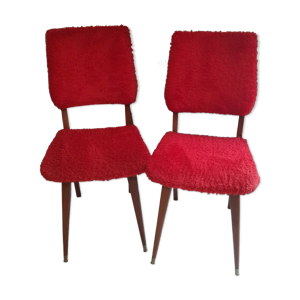 Paire de chaise moumoute - pieds compas