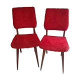Pair of vintage red moumoute chairs with compass legs