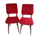 Paire de chaise moumoute vintage rouge pieds compas