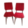 Paire de chaise moumoute vintage rouge pieds compas
