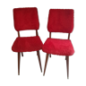 Pair of vintage red moumoute chairs with compass legs