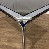 Table à manger années 70 itaienne verre fumé