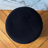 Black velvet cylindrical pouf