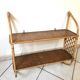 Rattan & oak vintage wall shelf 60's Louis Sognot
