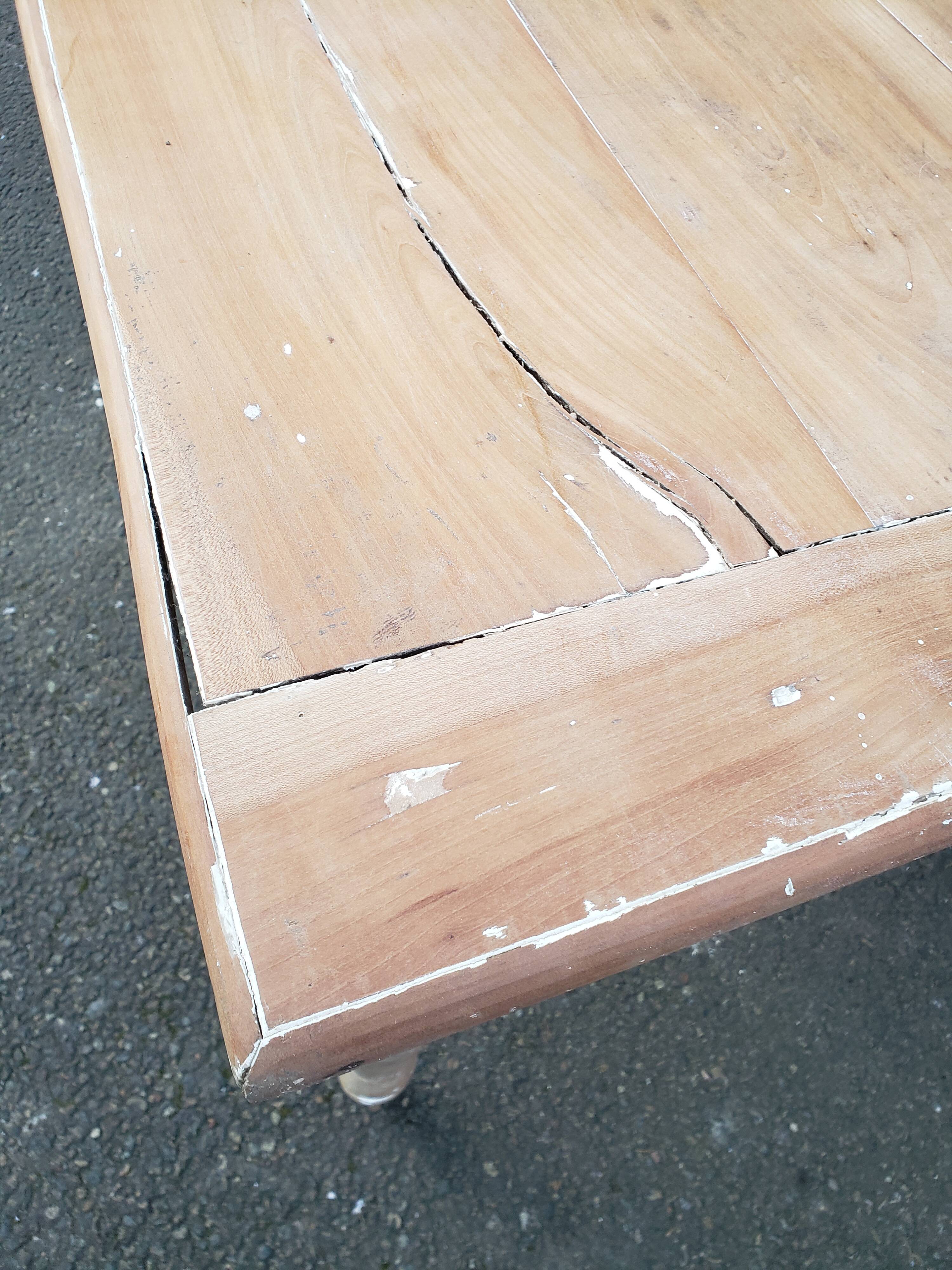 Old patina farm table turned feet