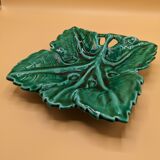 Square dish, french royal barbotine leaf