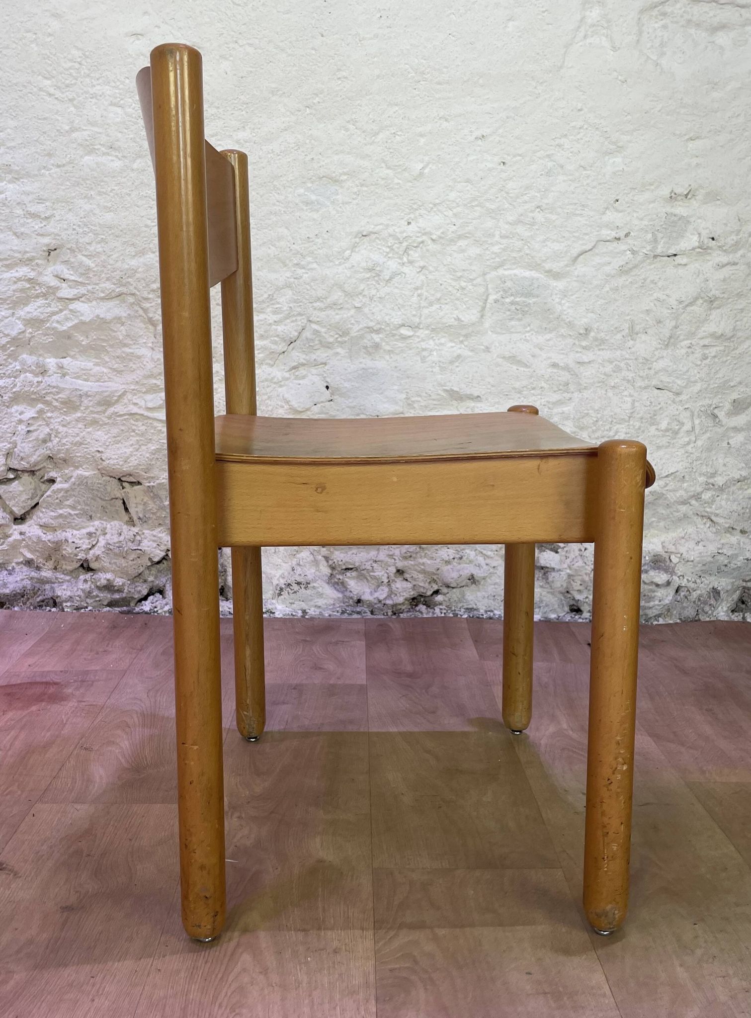 Set of 6 stackable vintage wooden chairs