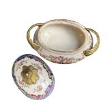 Cracked ceramic candy box with floral and gold decoration, 20th century