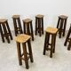 8 solid wood bar stools in brutalist style
