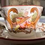 Set of 4 vintage Sarreguemines tea cups and 5 saucers