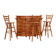 Brutalist mid-century wooden bar with 3 bar chairs, 1970s
