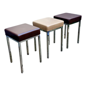 Tabourets chrome & vinyl, - 1960s