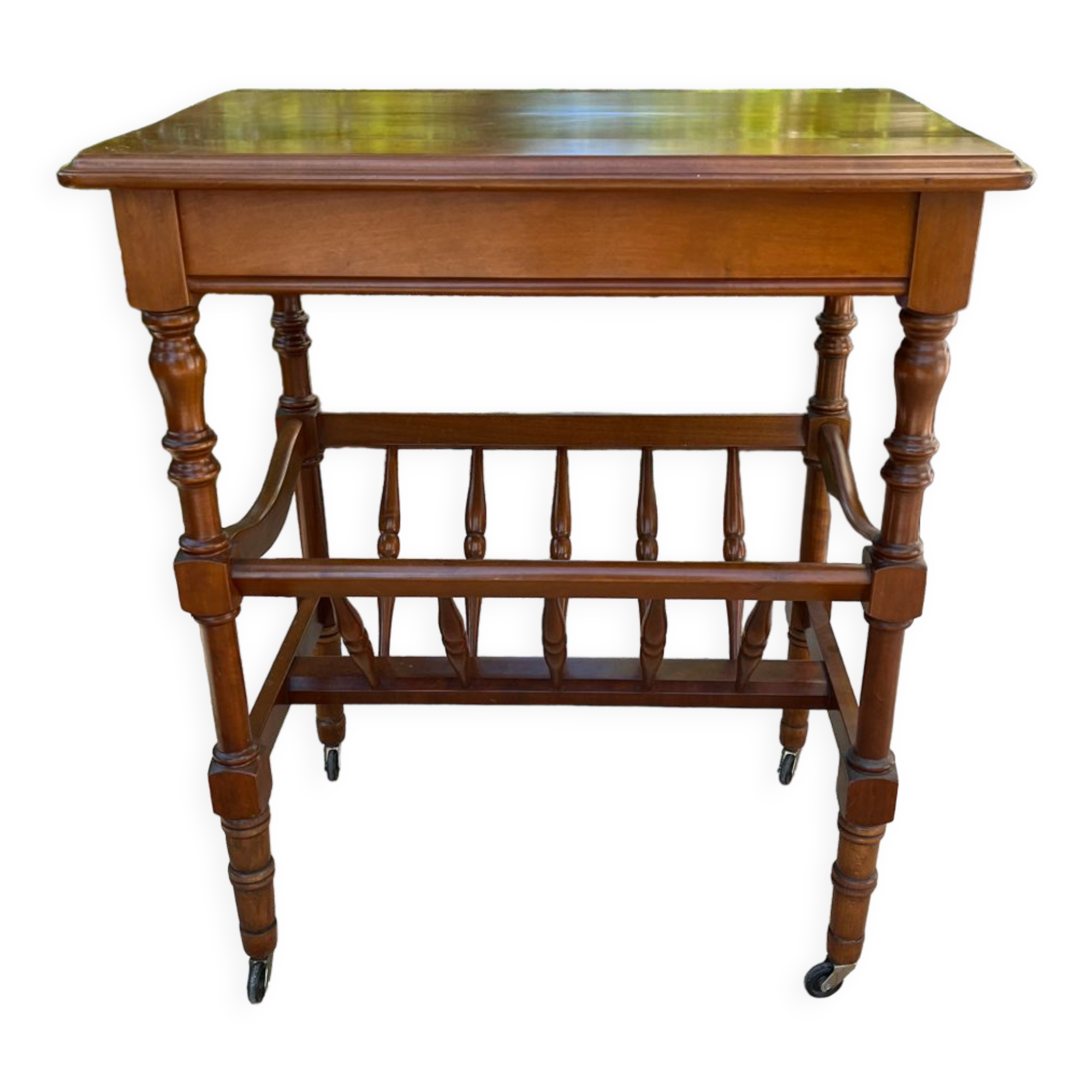 Wooden trolley on wheels