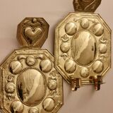 Pair of Large Early-Century Sweden Brass Sconces