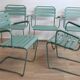 Garden chairs set of 5 in metal and painted stackable wood 1960 denmark