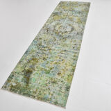 3x10 green tones turkish runner rug, 91x299cm