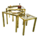 Trio of nesting tables in brass and smoked glass