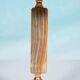 Vintage bedside lamp from the sixties, brass and natural stone Boho.