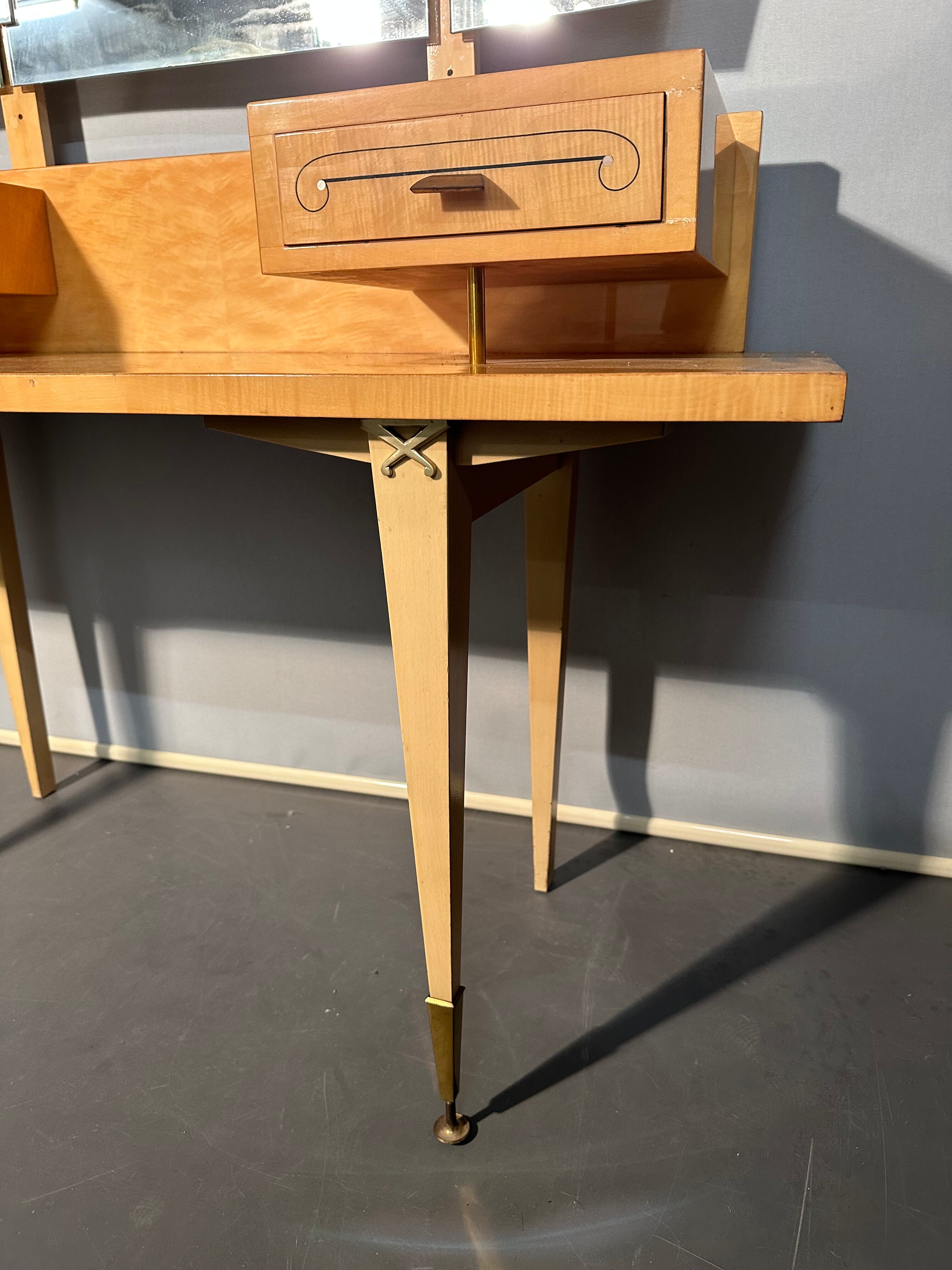 Vintage dressing table 1950 / 1960 with folding and removable mirror: convertible into an office