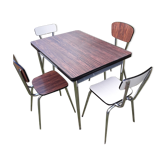 Table et quatre chaises en formica vintage