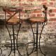 Bar chairs/stool (4) made of wood and wrought iron canned seats