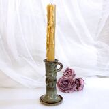 Handcrafted ceramic candle holder signed Blanot vintage France