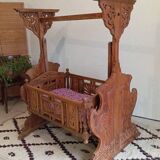 Solid teak carved swing cradle