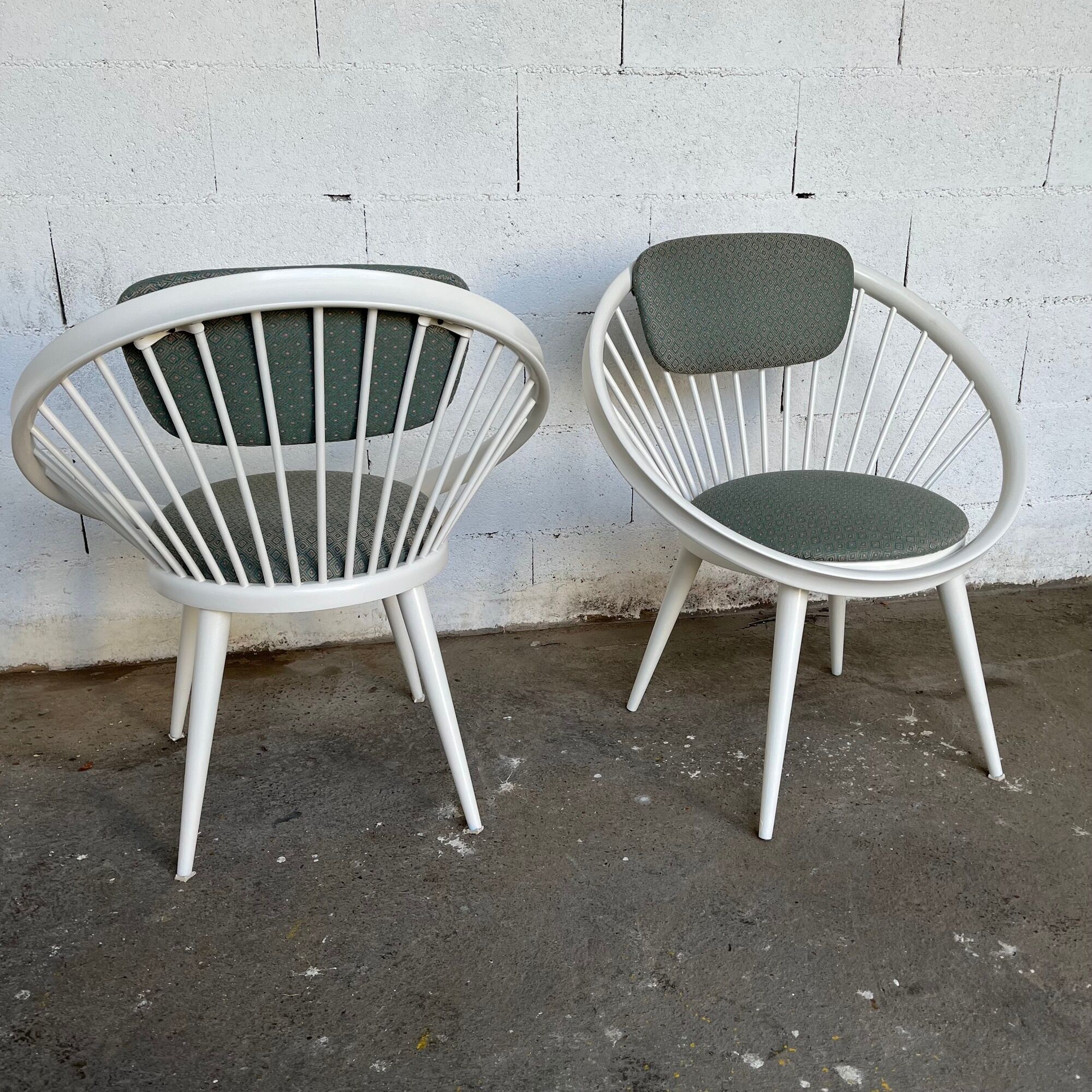 Pair of circle armchairs by Yngve Ekstrom for Swedese  1960