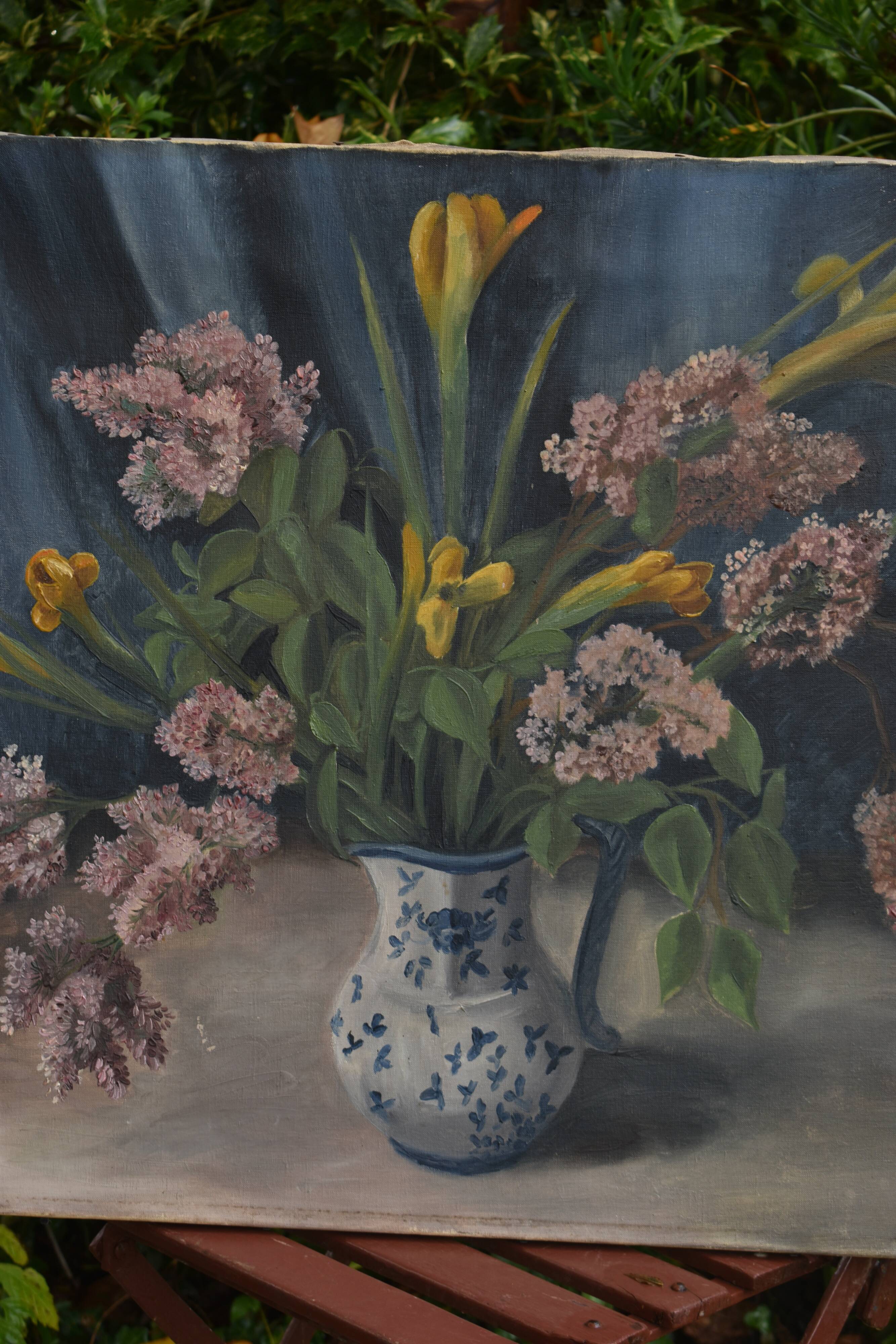 Oil painting on canvas, still life by Rollande Déchorain