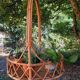 60s rattan hanging planter
