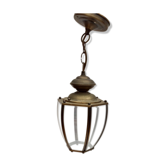 Hexagonal vestibule lantern in brass and glass dimension: height -46cm- diameter -17cm-