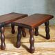 Pair of vintage solid turned wood footstools