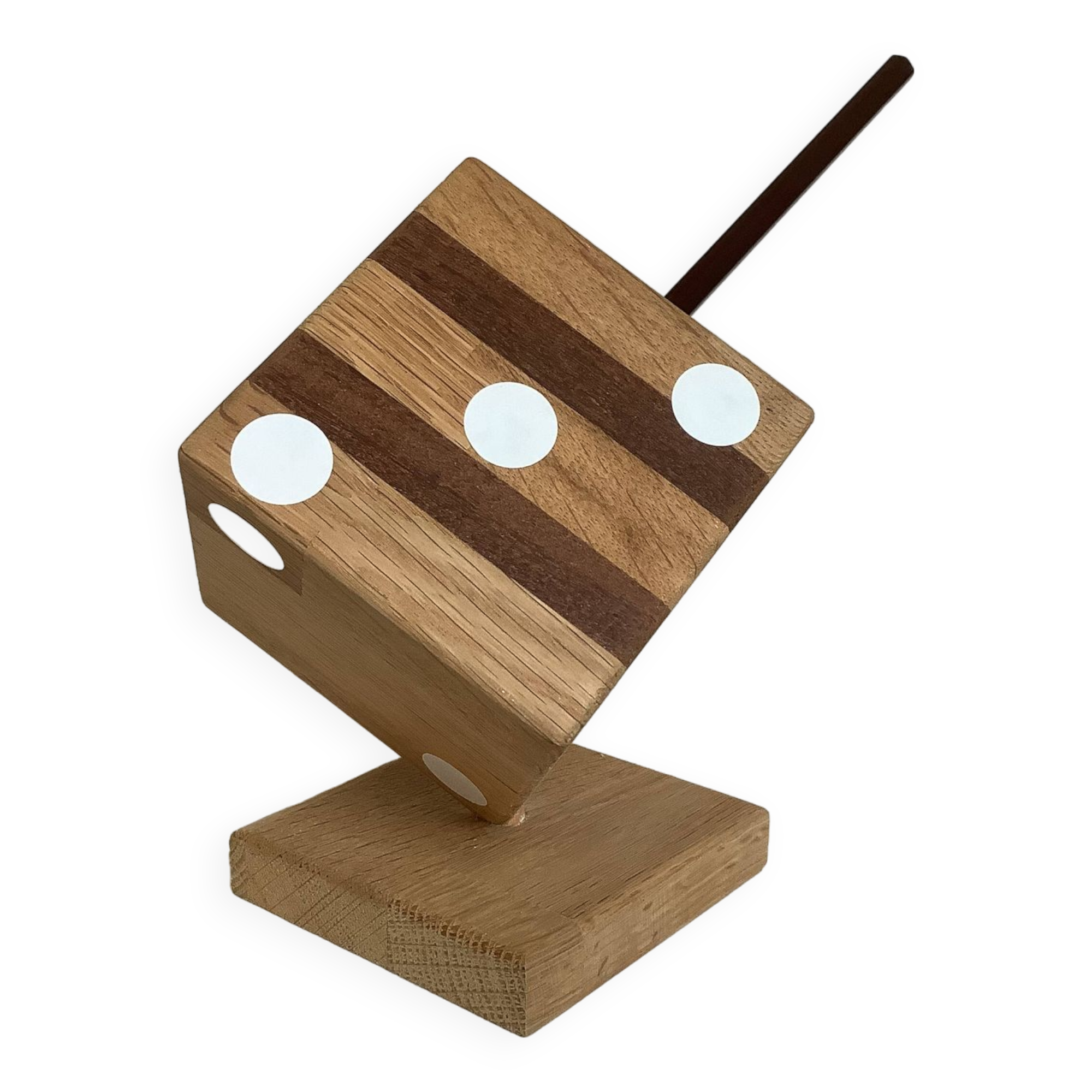 Wooden playing dice pen holder