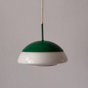 Suspended lamp in green metal and opal glass, 1960s, Germany