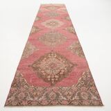 3x13 Red & Pink Vintage Runner Rug, 91x399Cm