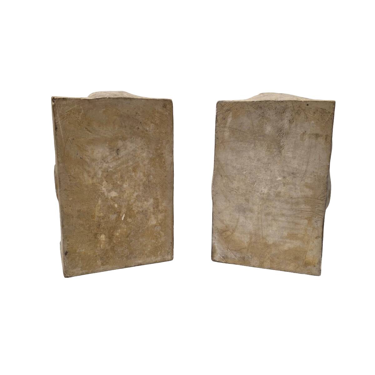 Serre-livres anciens en plâtre français par Joanny Durand, début des années 1900