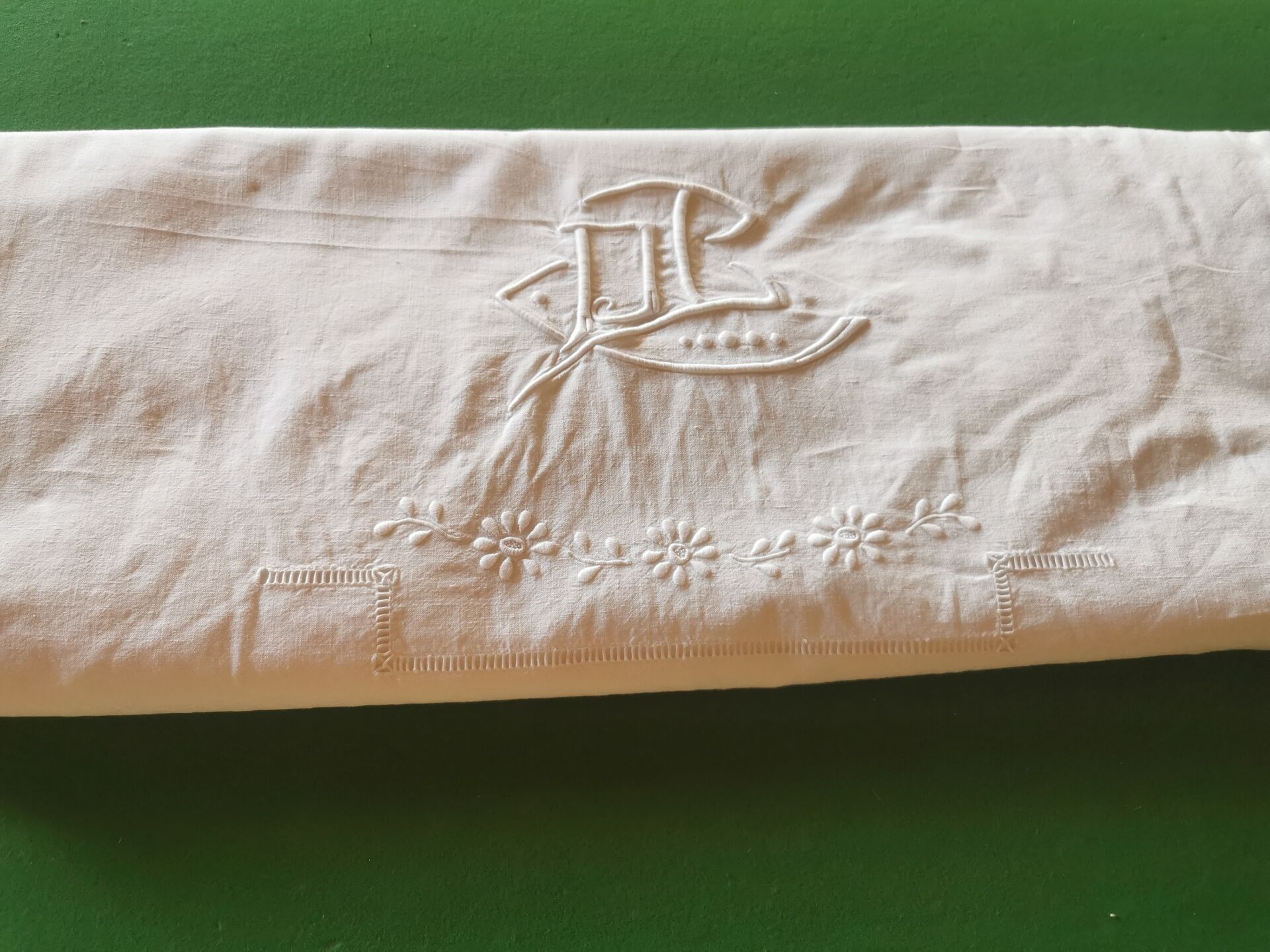 Old monogrammed fabric