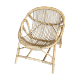 Fauteuil rotin corbeille vintage