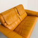Vintage 70s thick cognac leather 2-seater sofa by De Sede.