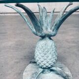 Hollywood Regency Style Brass Patinated Pineapple Side Tables, France, 1970s, Set of 2