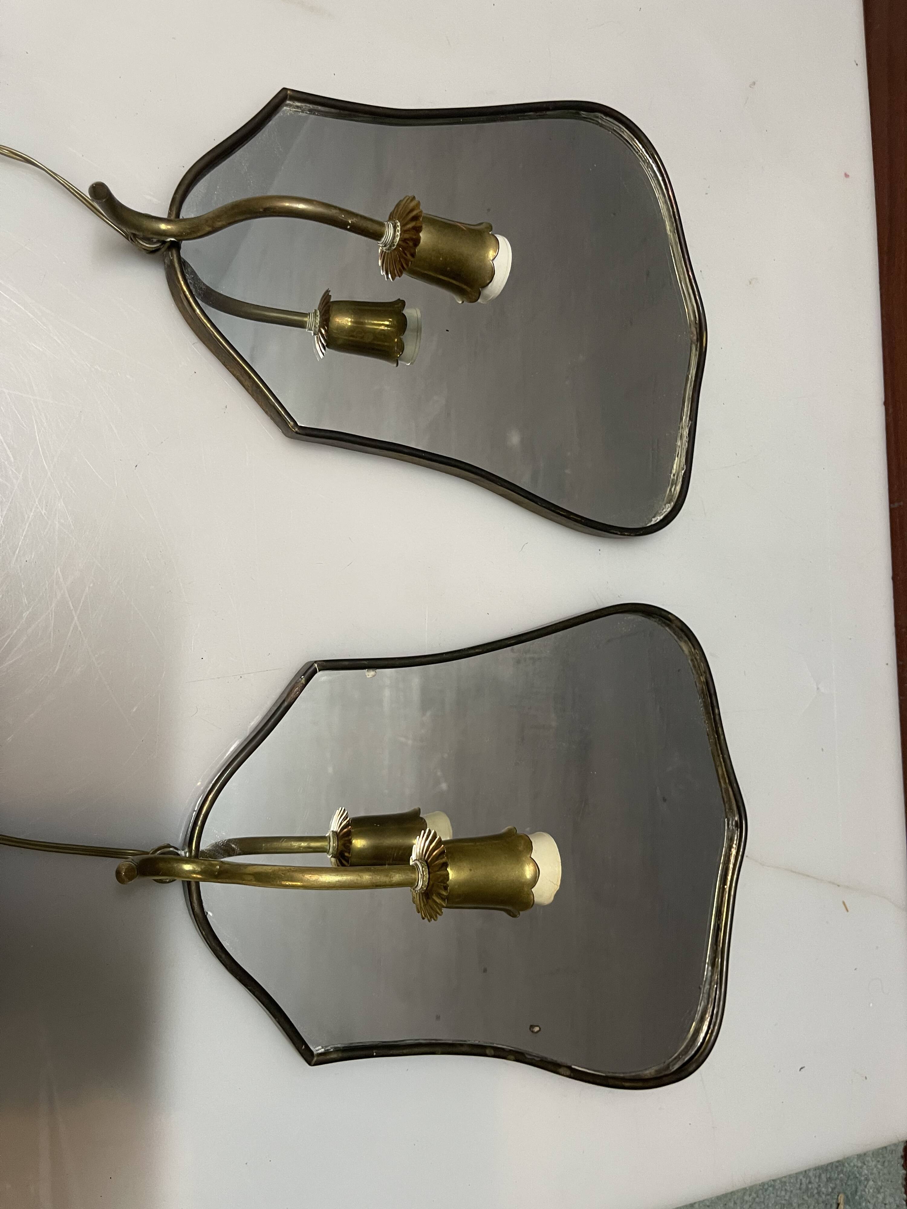 Art Deco Brass Mirrored Sconces Set of 2 1950’s