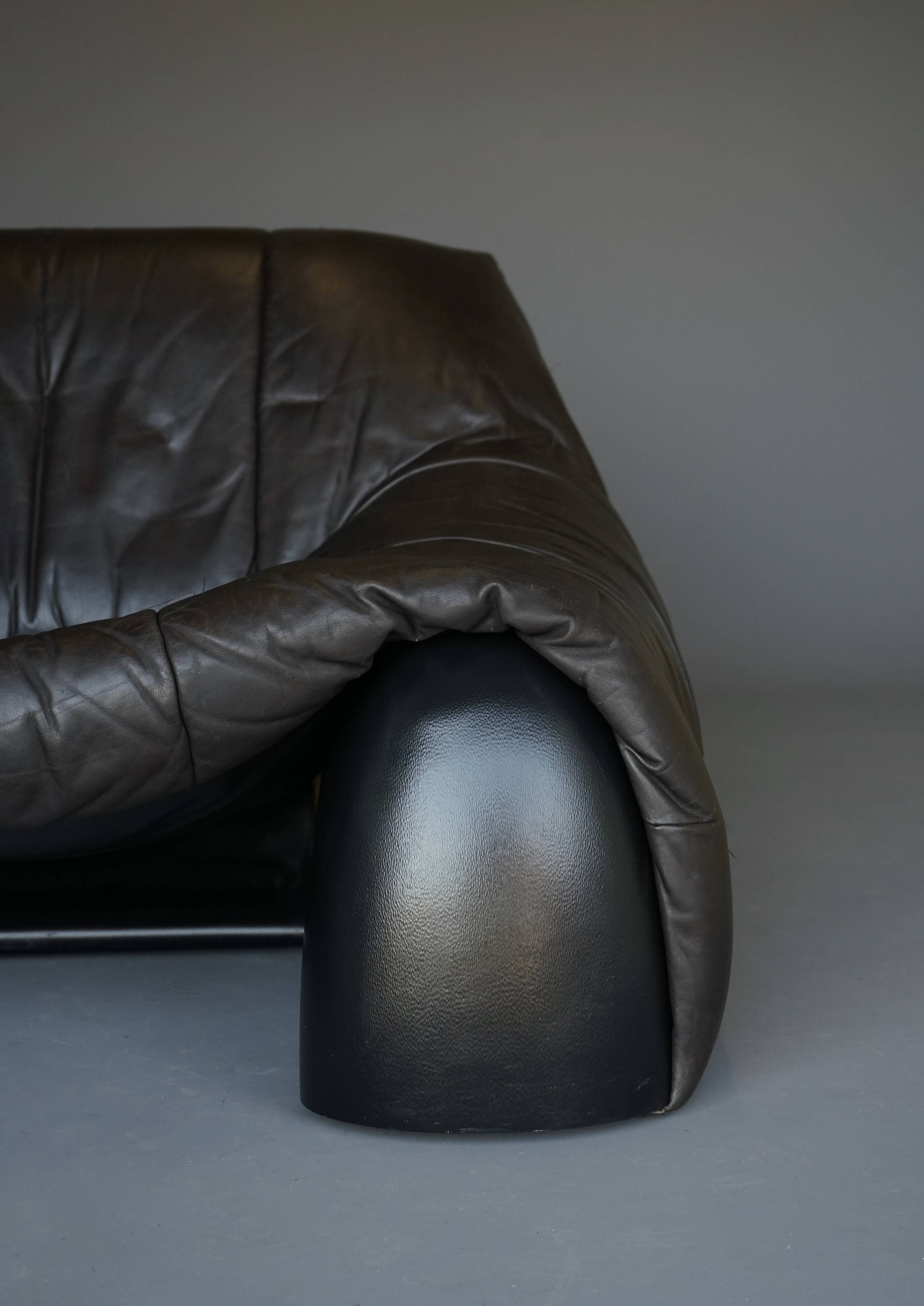 Amak Lounge Chair in brown leather by Annie Hieronimus for Cinna, 1980s